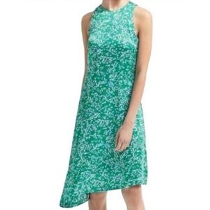 Banana Republic Green Racer-Neck Asymmetrical Print Dress 14